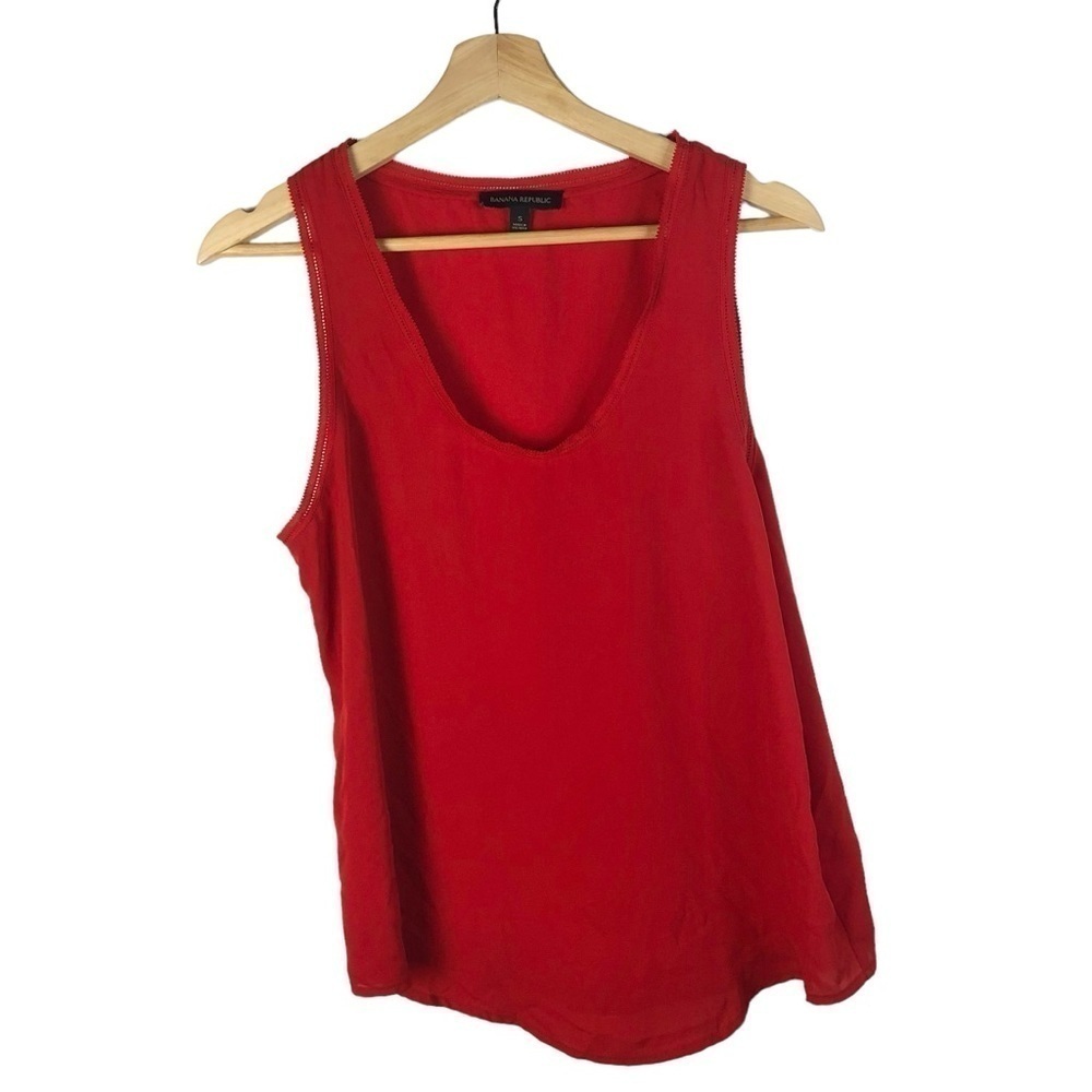 Banana Republic Bright Red Ladder Lace Scoop Neck Tank Top S